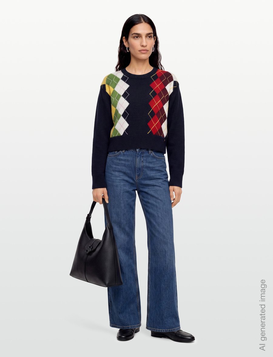 Ganni - Argyle Knit Crew Neck Sweater - pullover - multicolored - 0