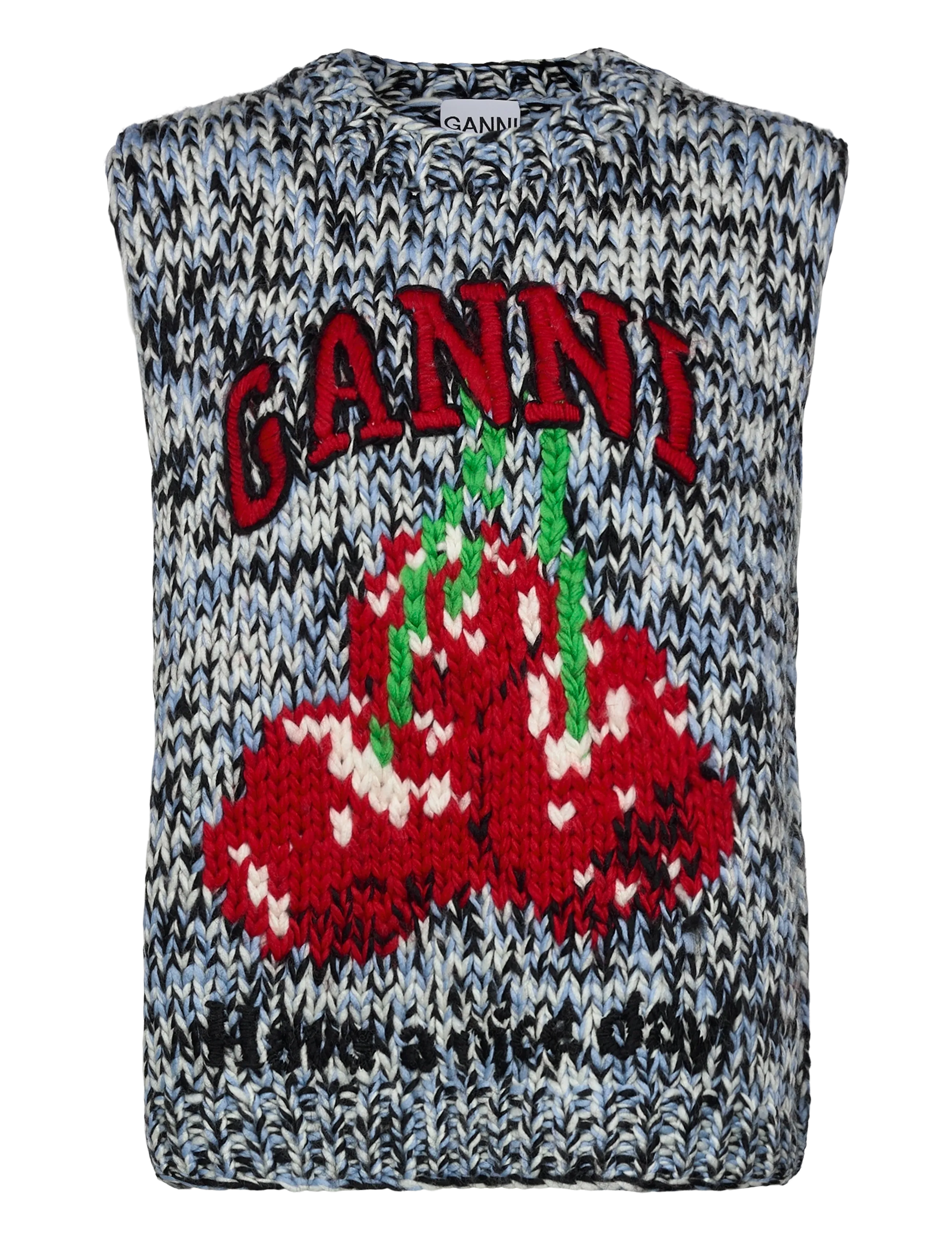 GANNI Heavy Wolle Handknit Vest Patterned - M - Damen