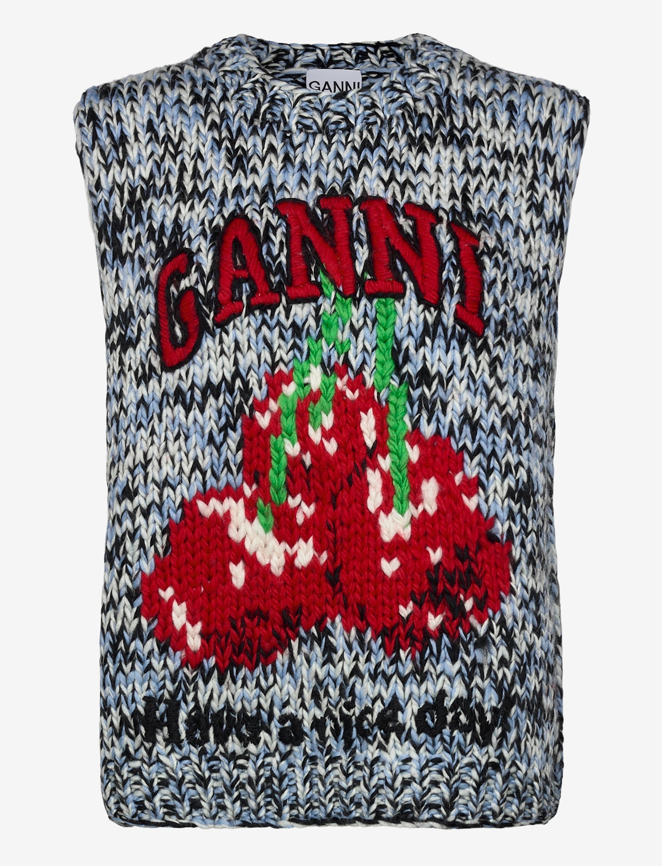 Ganni - Heavy Wool Handknit Vest - strikveste - multicolored - 0