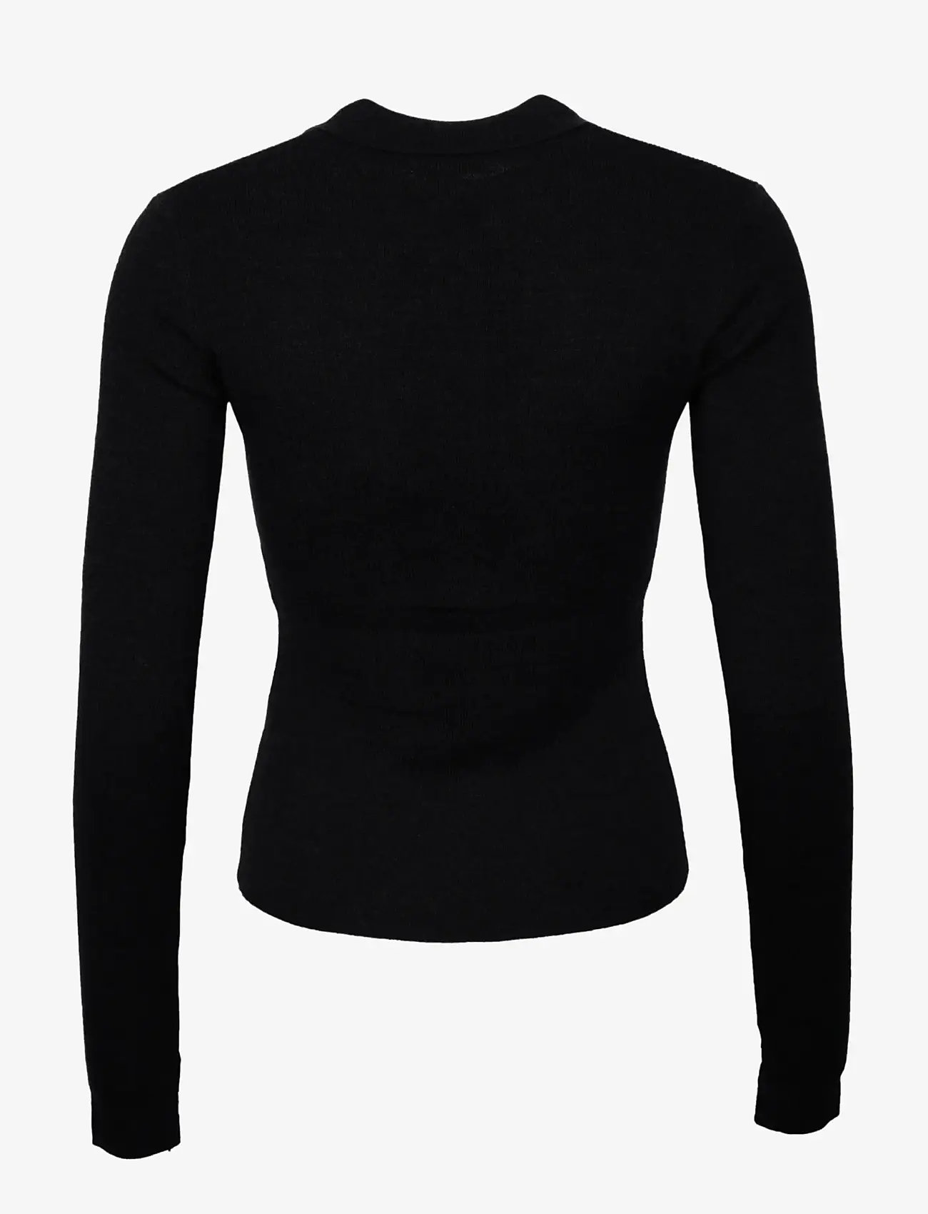 Ganni - Mini Ribbed Merino Polo - striktrøjer - blue - 1