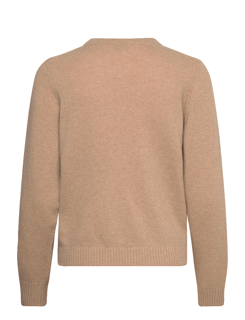 Ganni - Wool Crewneck Sweater - stickade tröjor - beige - 1