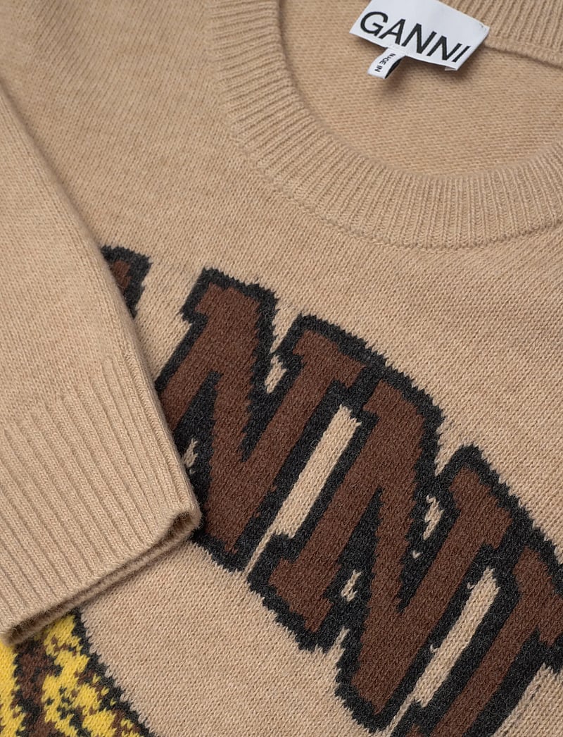 Ganni - Wool Crewneck Sweater - stickade tröjor - beige - 2