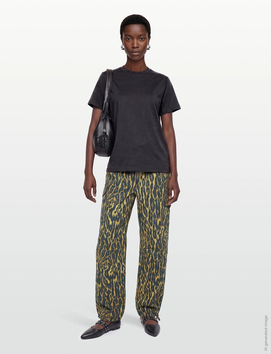 Ganni - Printed Stretch Cotton Cargo Pants - cargo-püksid - multicolored - 0