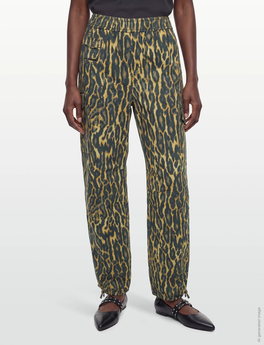Ganni - Printed Stretch Cotton Cargo Pants - cargo-püksid - multicolored - 3