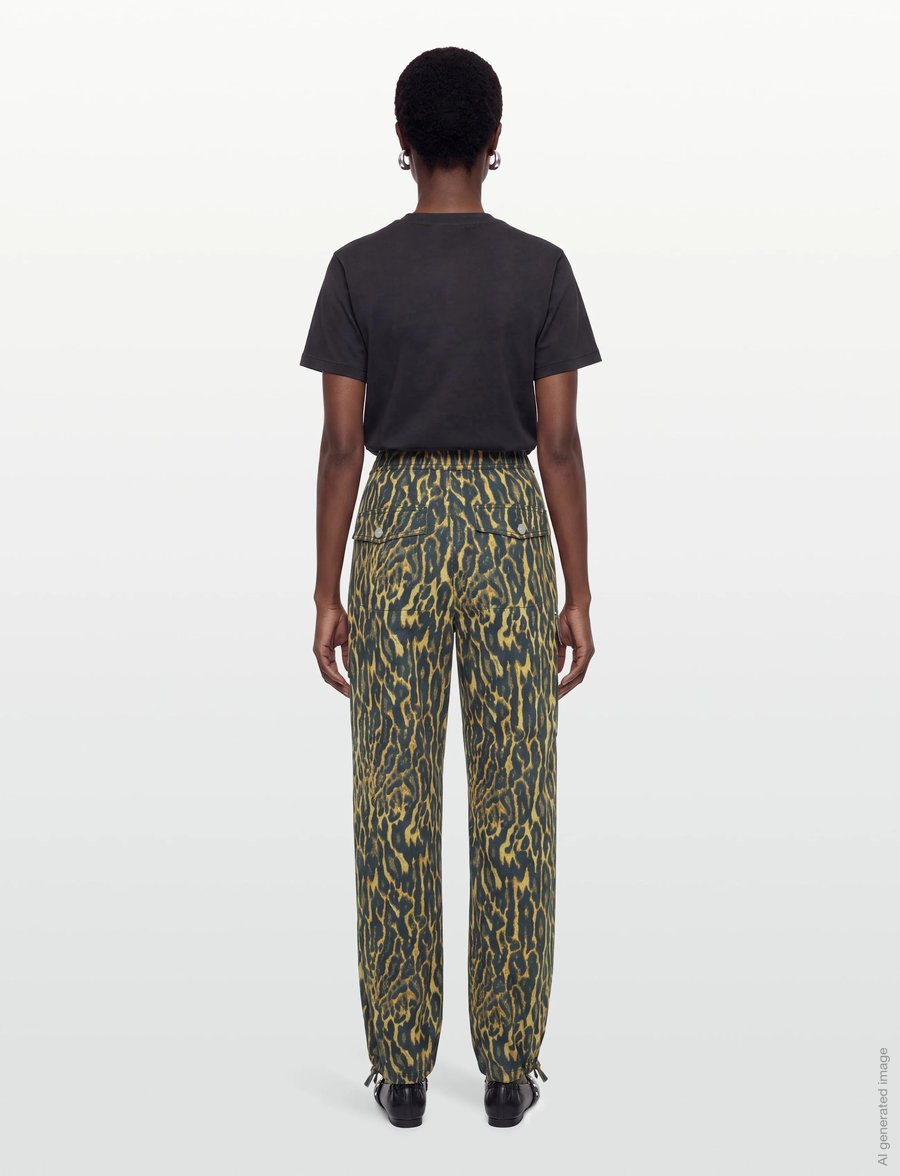 Ganni - Printed Stretch Cotton Cargo Pants - cargo-püksid - multicolored - 4