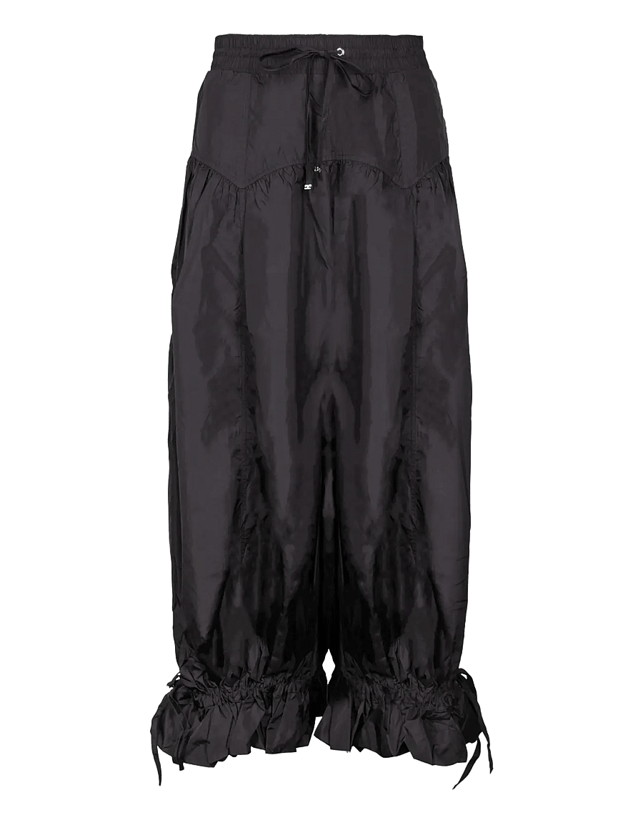 Ganni - Pants in Black Nylon - hosen mit weitem bein - black - 0