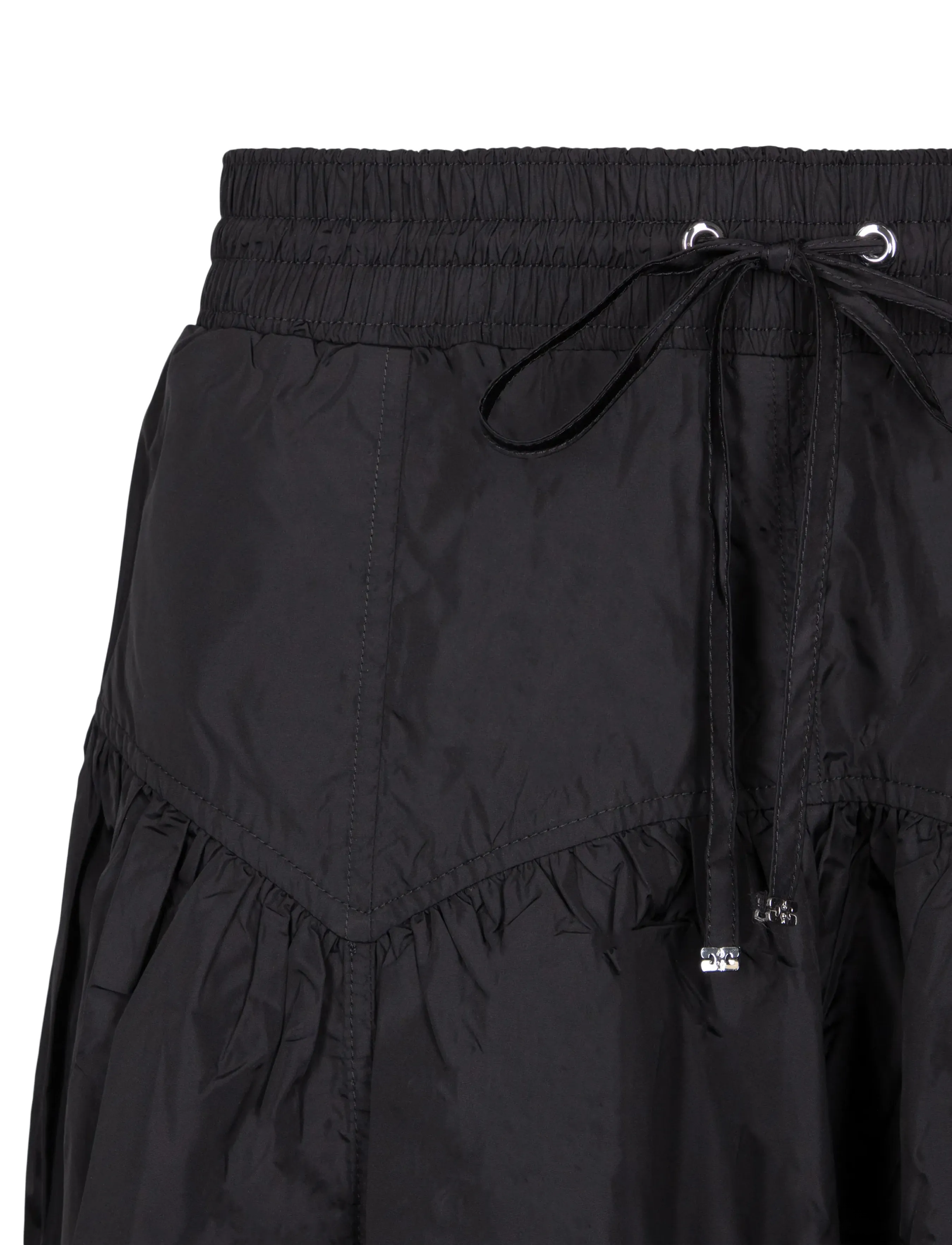 Ganni - Pants in Black Nylon - hosen mit weitem bein - black - 2