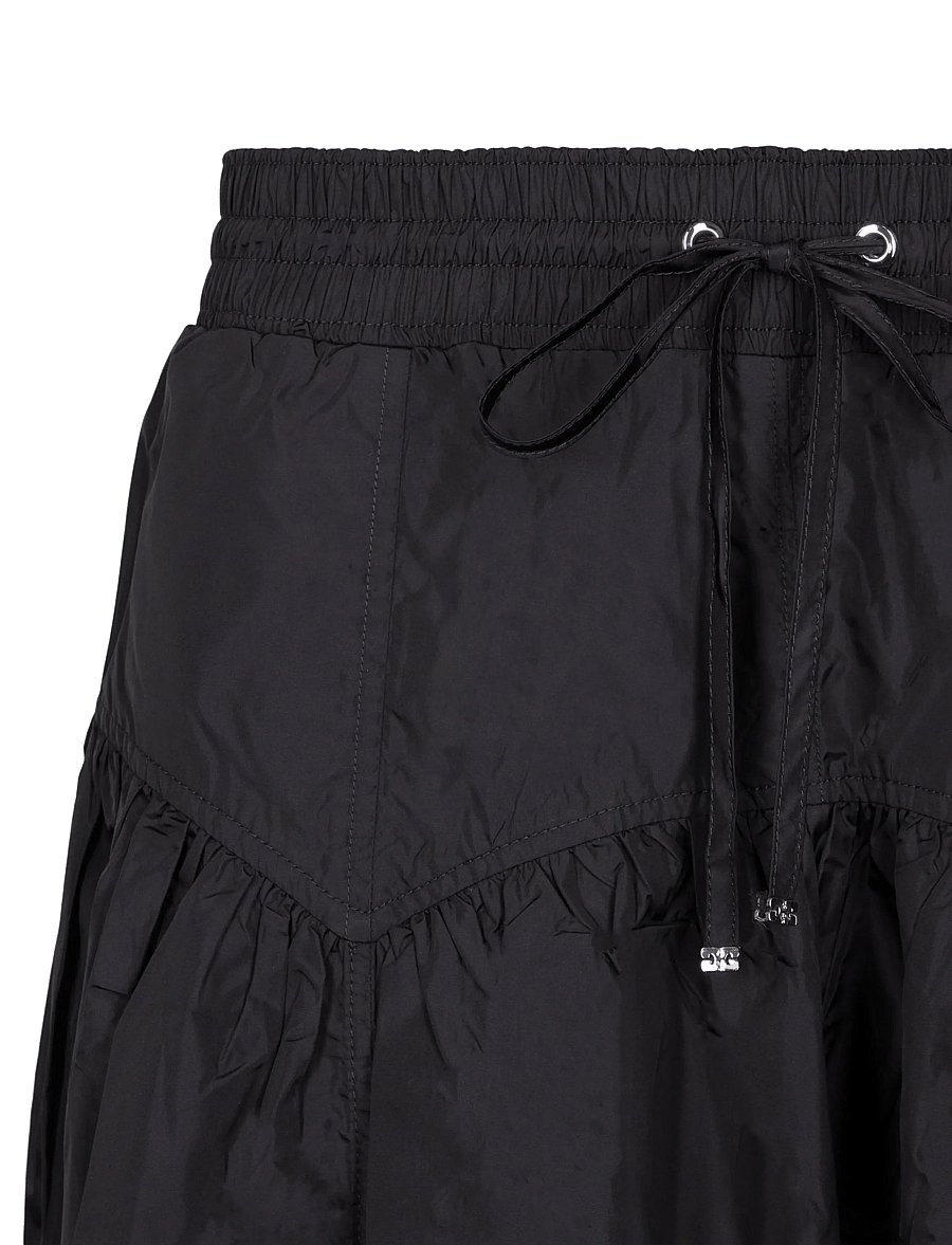 Ganni - Pants in Black Nylon - hosen mit weitem bein - black - 2