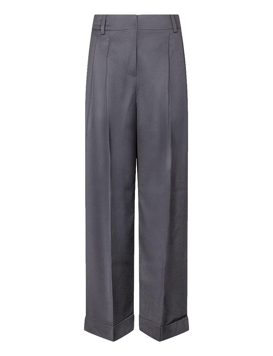 Ganni - Women Trousers - hosen mit weitem bein - dark grey - 0