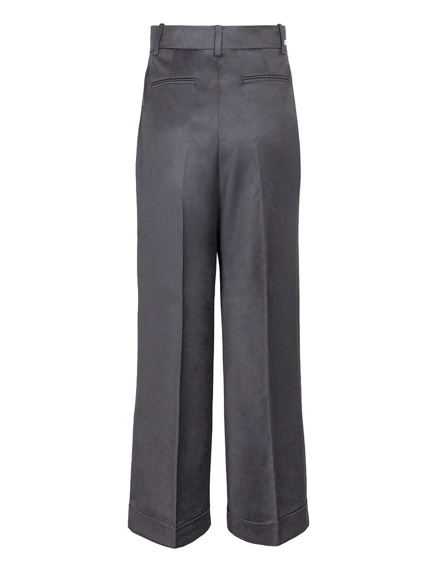 Ganni - Women Trousers - hosen mit weitem bein - dark grey - 1