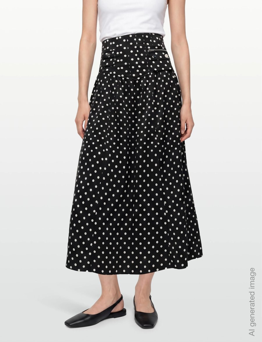Ganni - Polka Dot Utility Pocket Midi Skirt - midi-röcke - black - 5