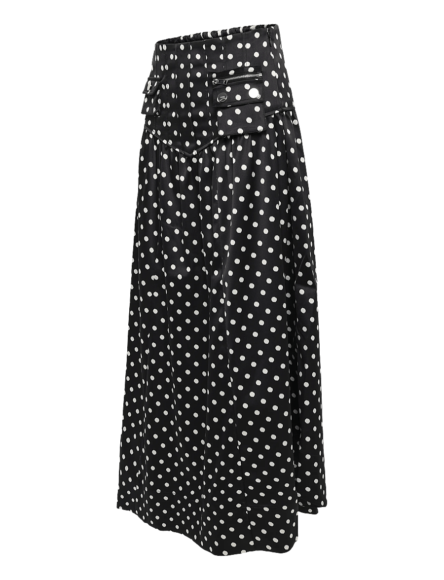 Ganni - Polka Dot Utility Pocket Midi Skirt - midi-röcke - black - 3