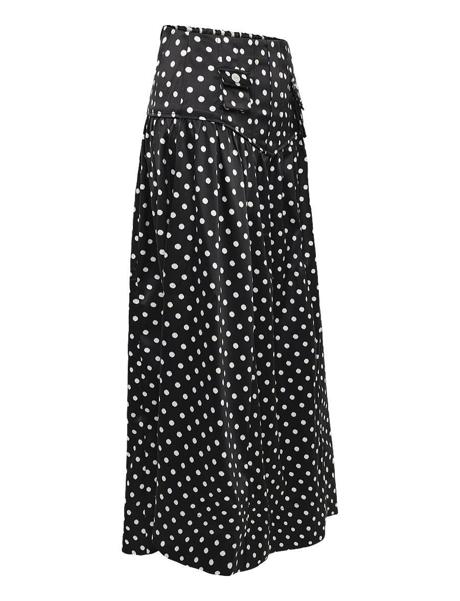 Ganni - Polka Dot Utility Pocket Midi Skirt - midi-röcke - black - 4