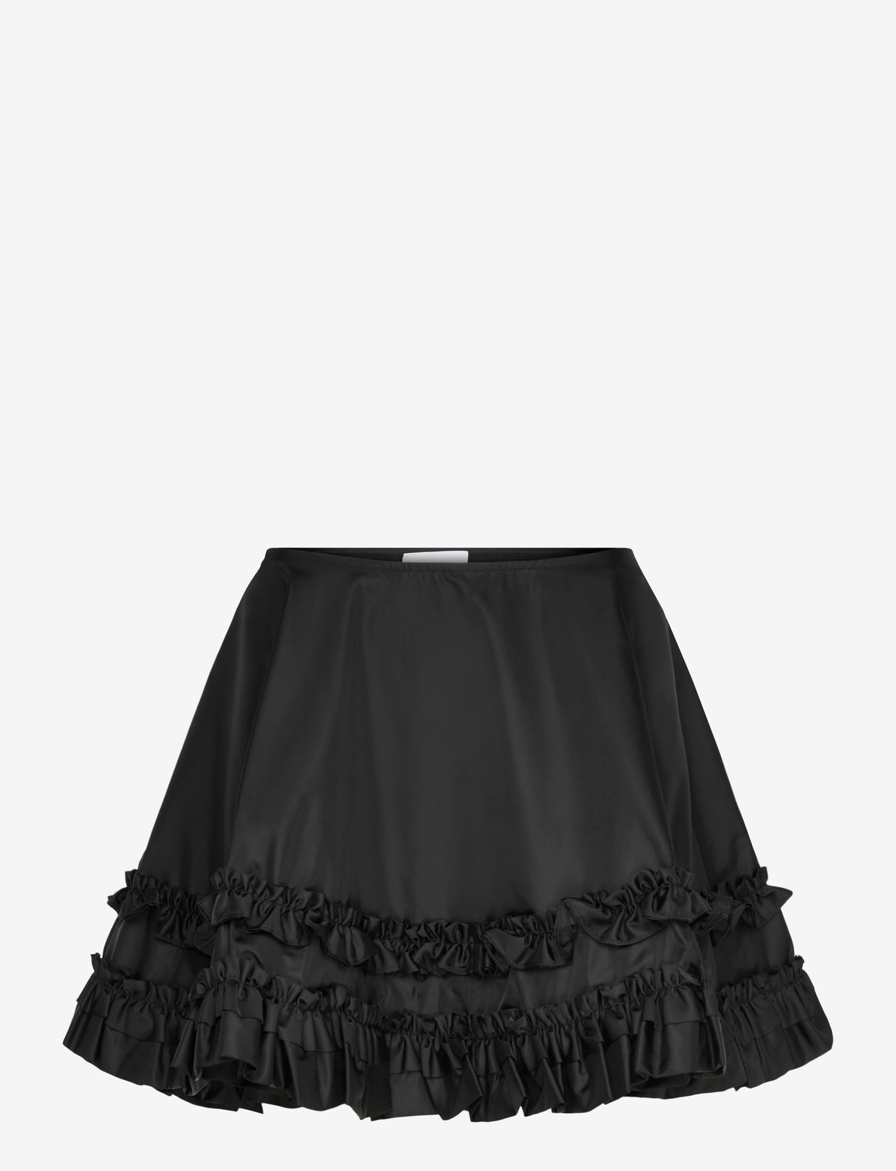 Ganni - Duchesse Nylon Mini Frill skirt - kurze röcke - black - 0