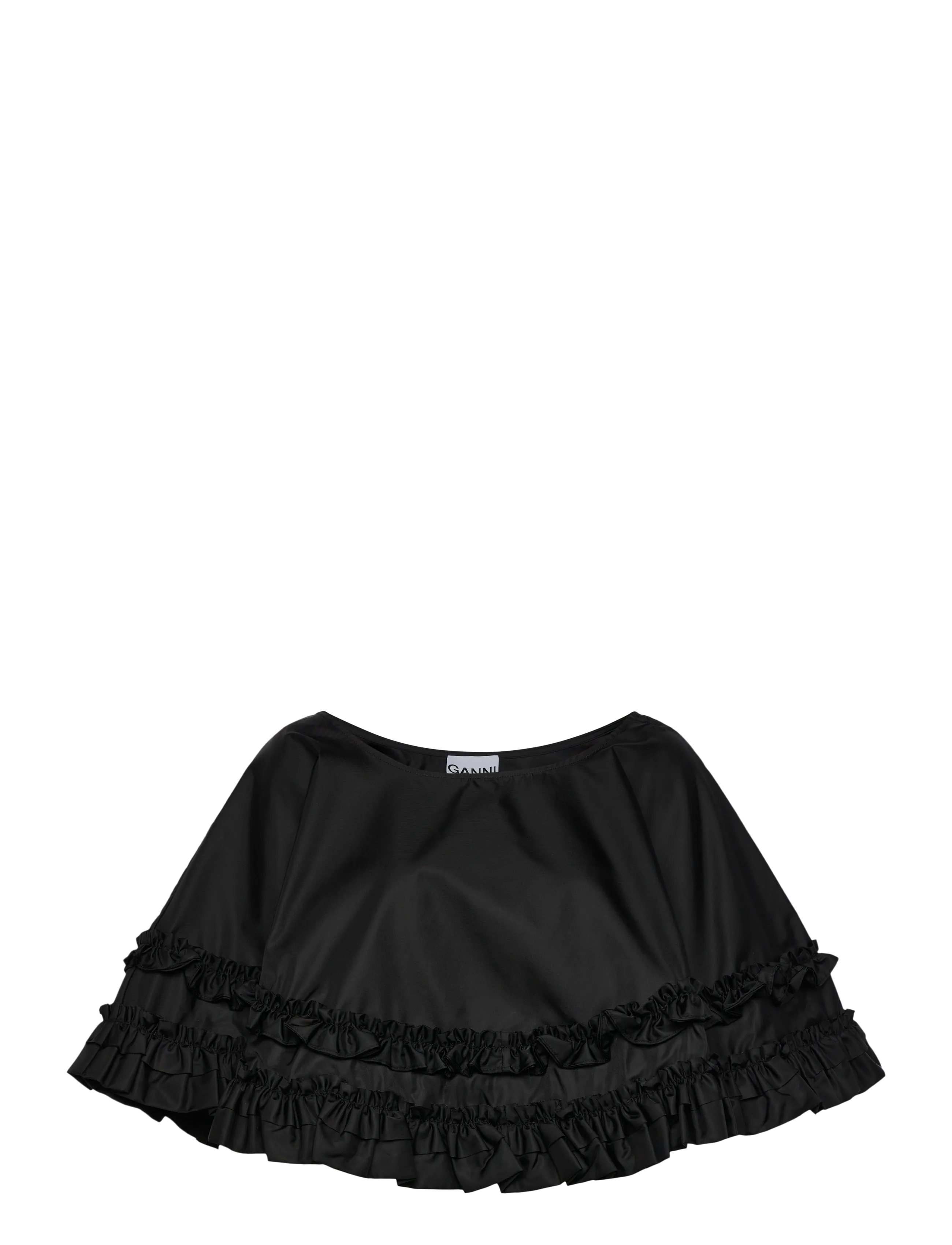 Ganni Duchesse Nylon Mini Frill skirt - Short skirts - BLACK / black