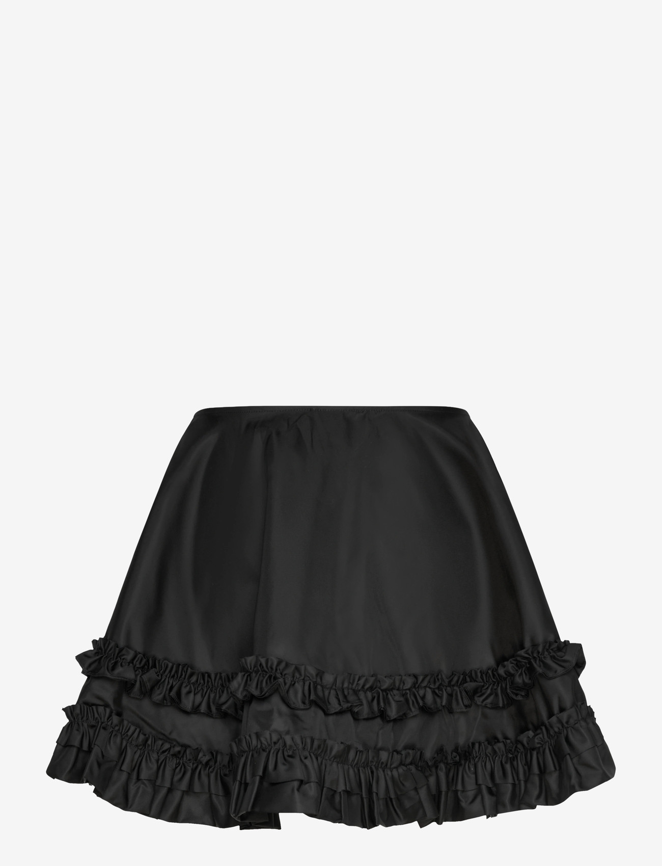 Ganni - Duchesse Nylon Mini Frill skirt - kurze röcke - black - 1
