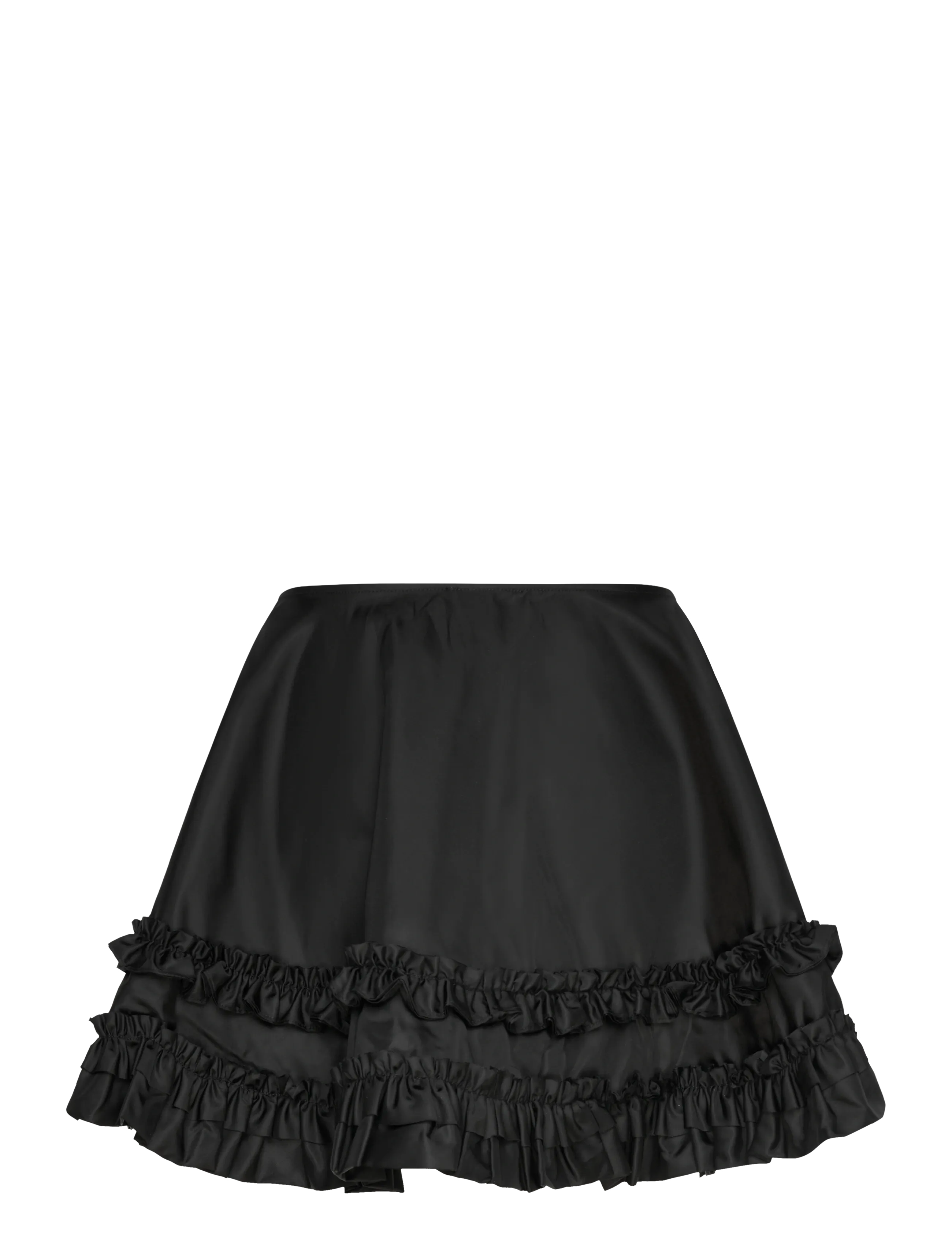 Ganni - Duchesse Nylon Mini Frill skirt - korte nederdele - black - 1
