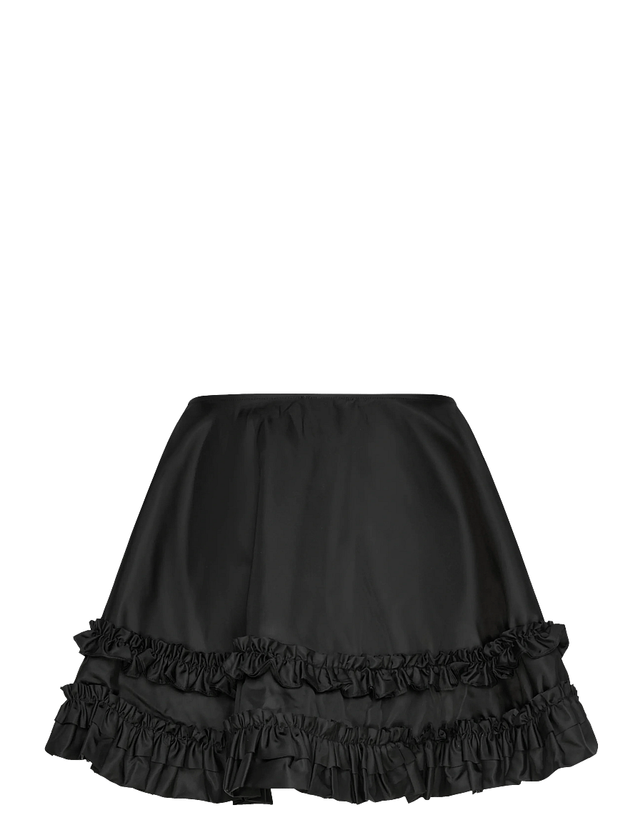 Ganni - Duchesse Nylon Mini Frill skirt - kurze röcke - black - 1