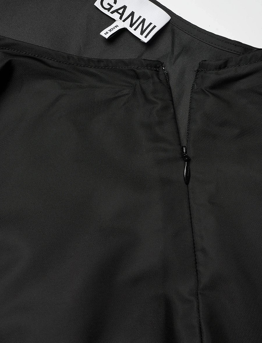 Ganni - Duchesse Nylon Mini Frill skirt - kurze röcke - black - 4