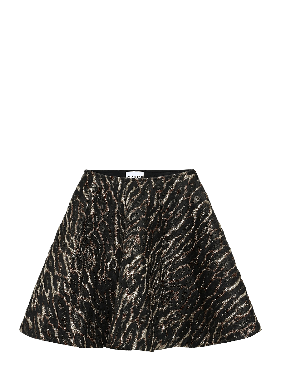 Ganni - Metallic Cloque Circle Skirt - kurze röcke - multicolored - 0