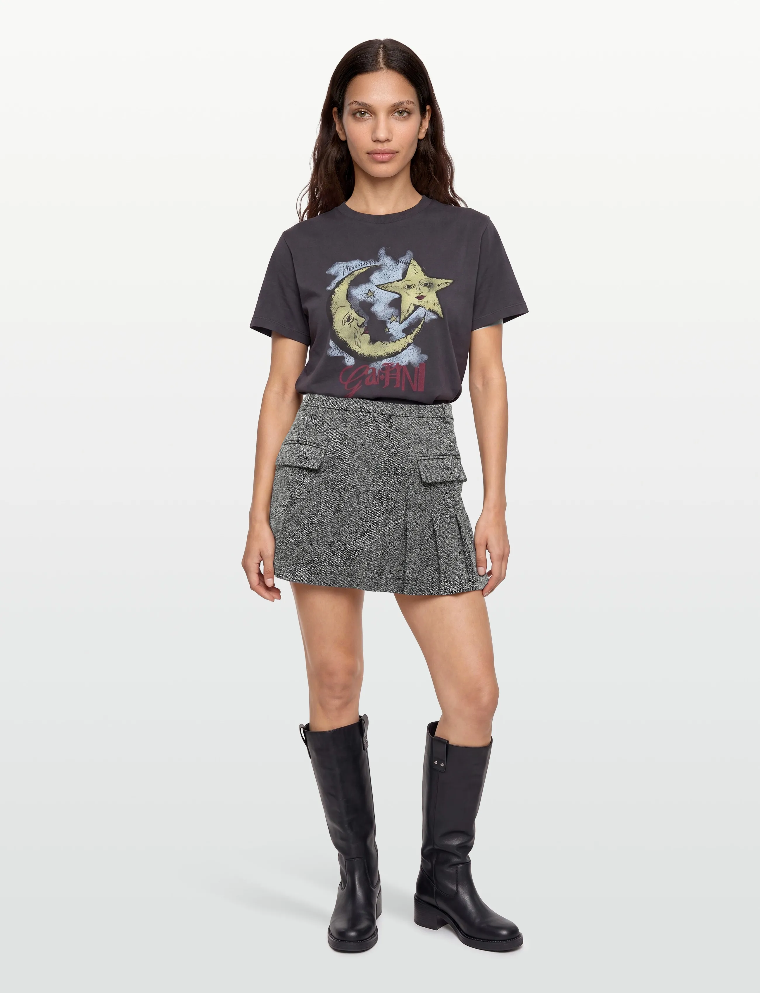 Ganni Grey Suiting Mini Skirt, 32, Grey, Nederdele > Korte Nederdele, Dame