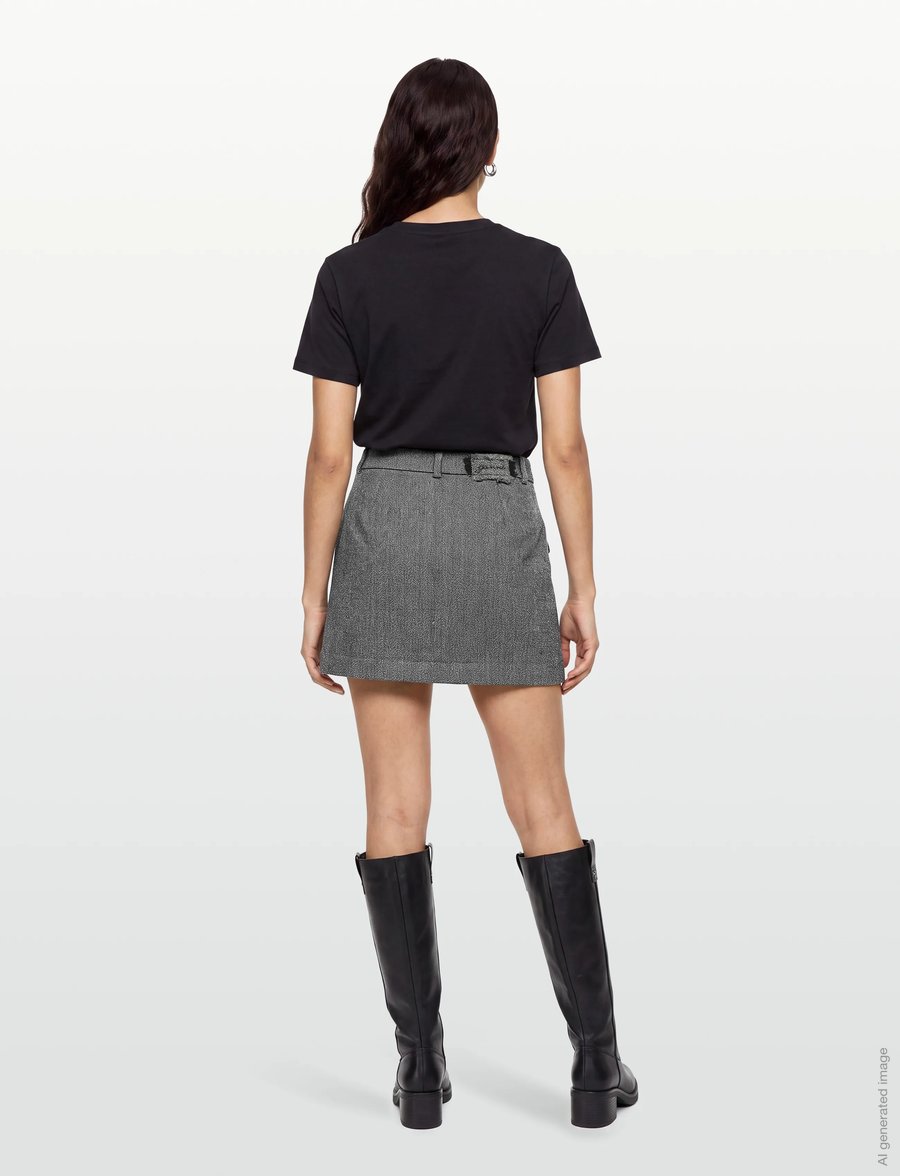 Ganni - Grey Suiting Mini Skirt - kurze röcke - grey - 3