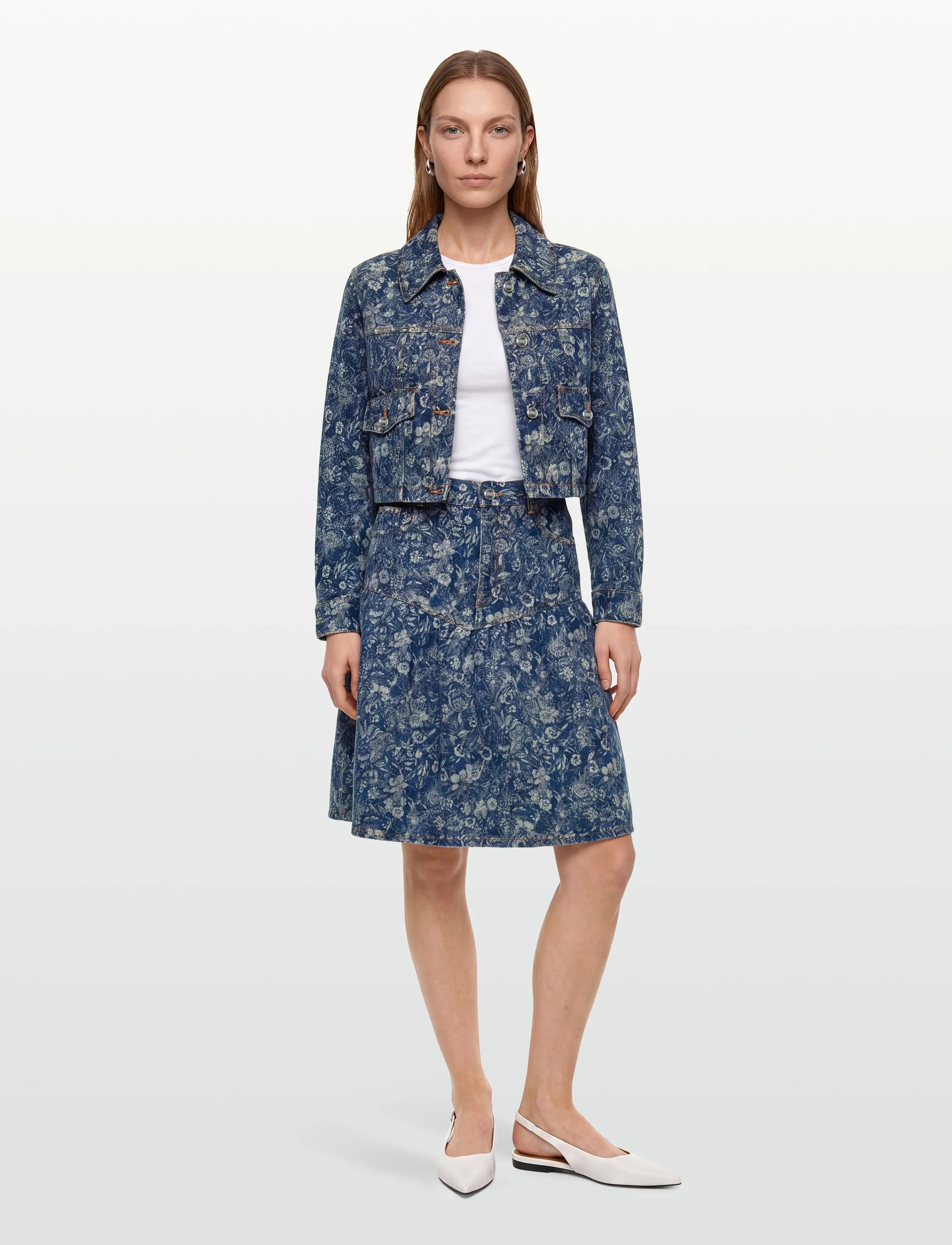 Ganni Tint Rigid Denim Skirt, 44, Blue, Nederdele > Denim Nederdele, Dame
