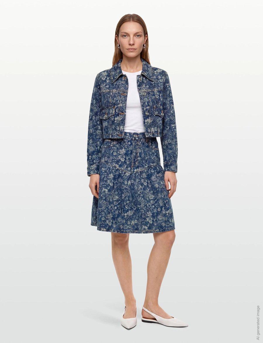 Ganni - Tint Rigid Denim Skirt - teksaseelikud - blue - 0