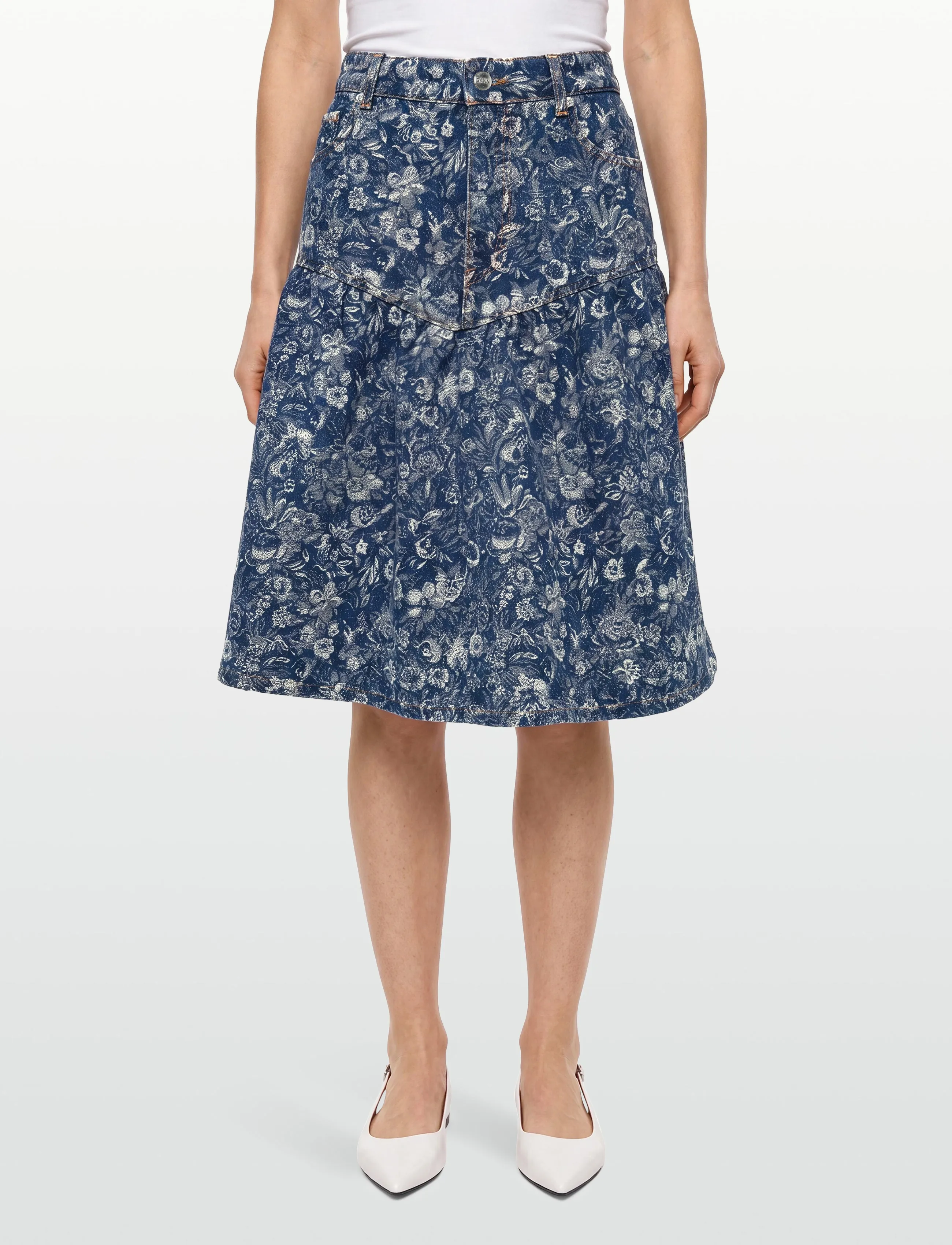 Ganni - Tint Rigid Denim Skirt - teksaseelikud - blue - 3