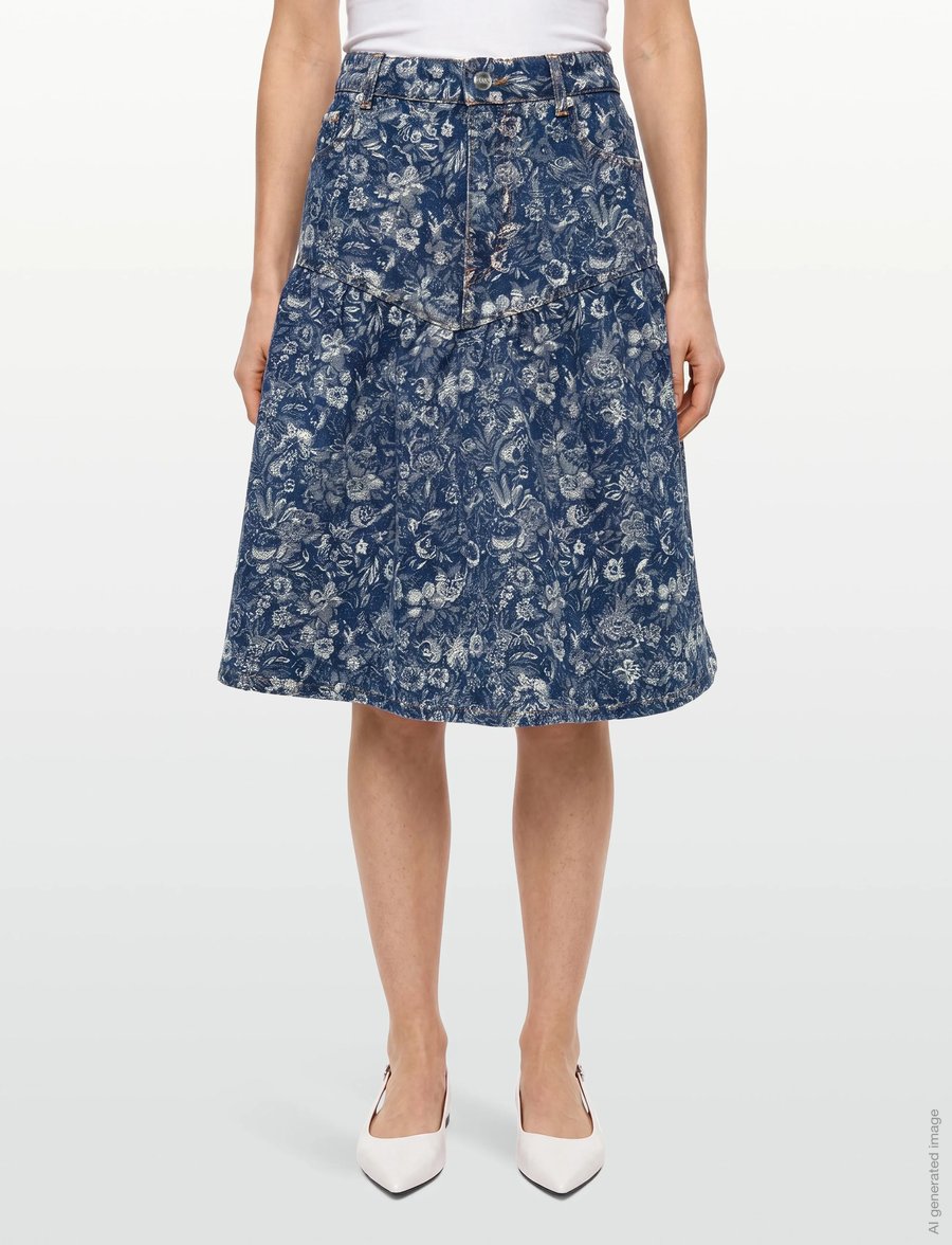 Ganni - Tint Rigid Denim Skirt - teksaseelikud - blue - 3