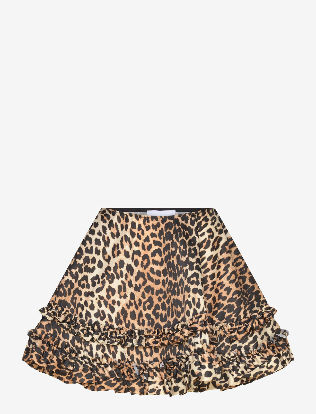 Ganni - Ruffled Leopard Print Mini Skirt - kurze röcke - brown - 0