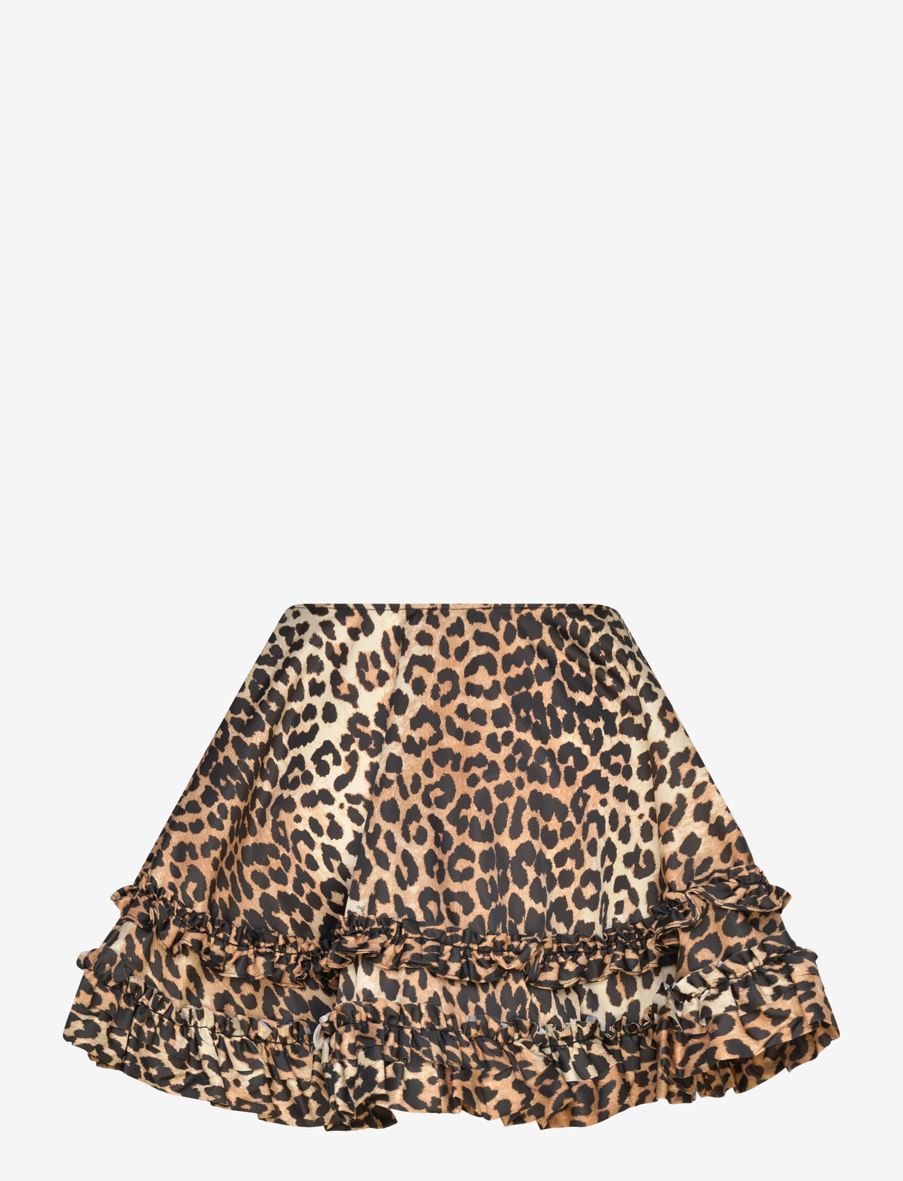 Ganni - Ruffled Leopard Print Mini Skirt - kurze röcke - brown - 1