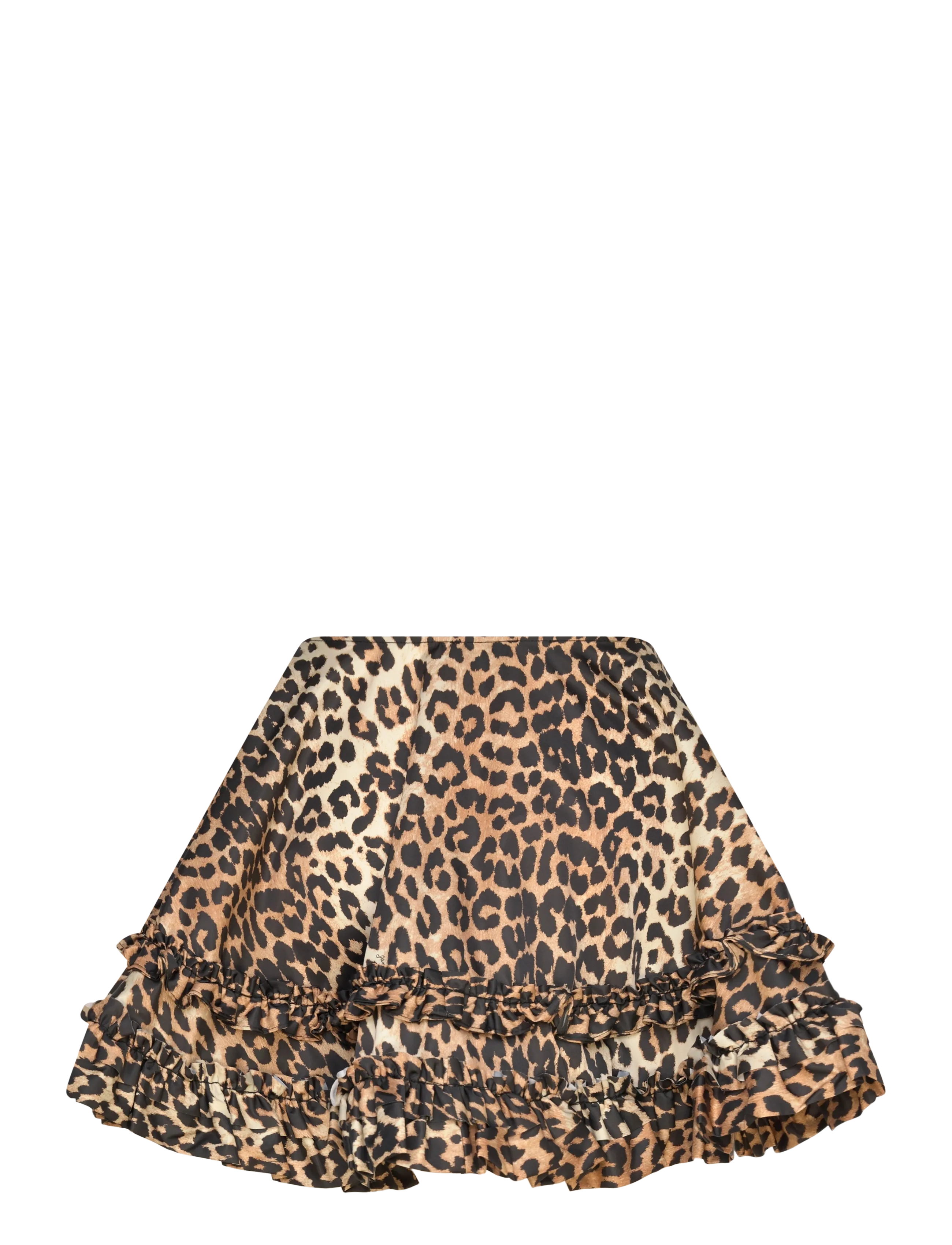 Ganni - Ruffled Leopard Print Mini Skirt - korte nederdele - brown - 1