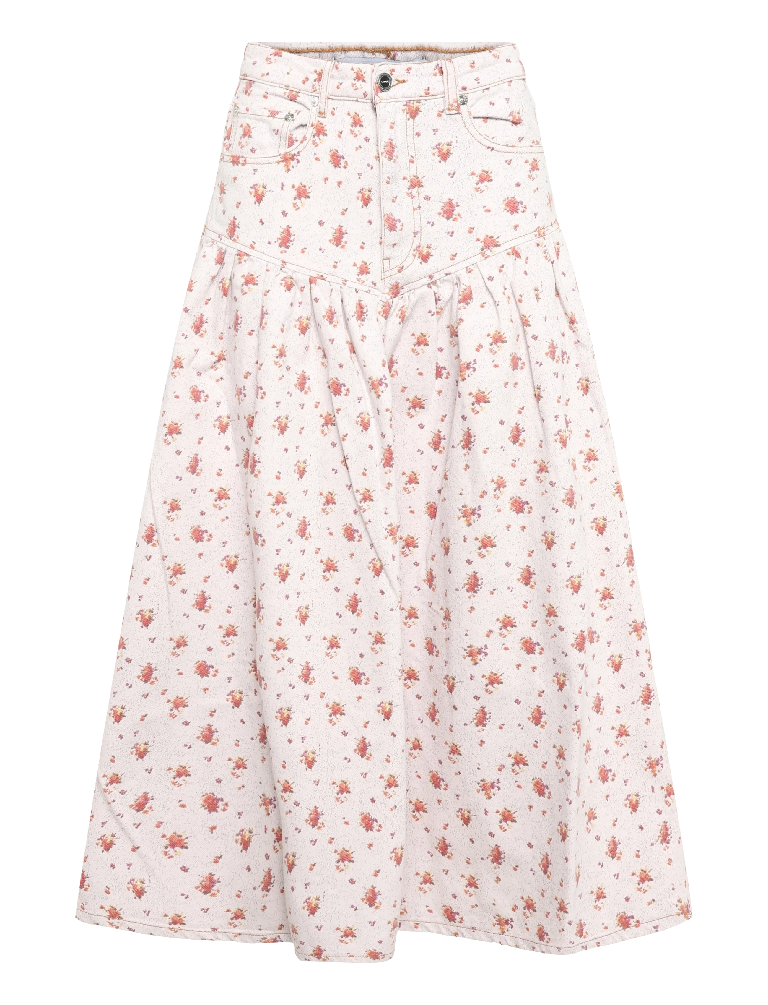 Ganni Skirt In Printed Denim - Jeansröcke - MULTICOLORED / cream