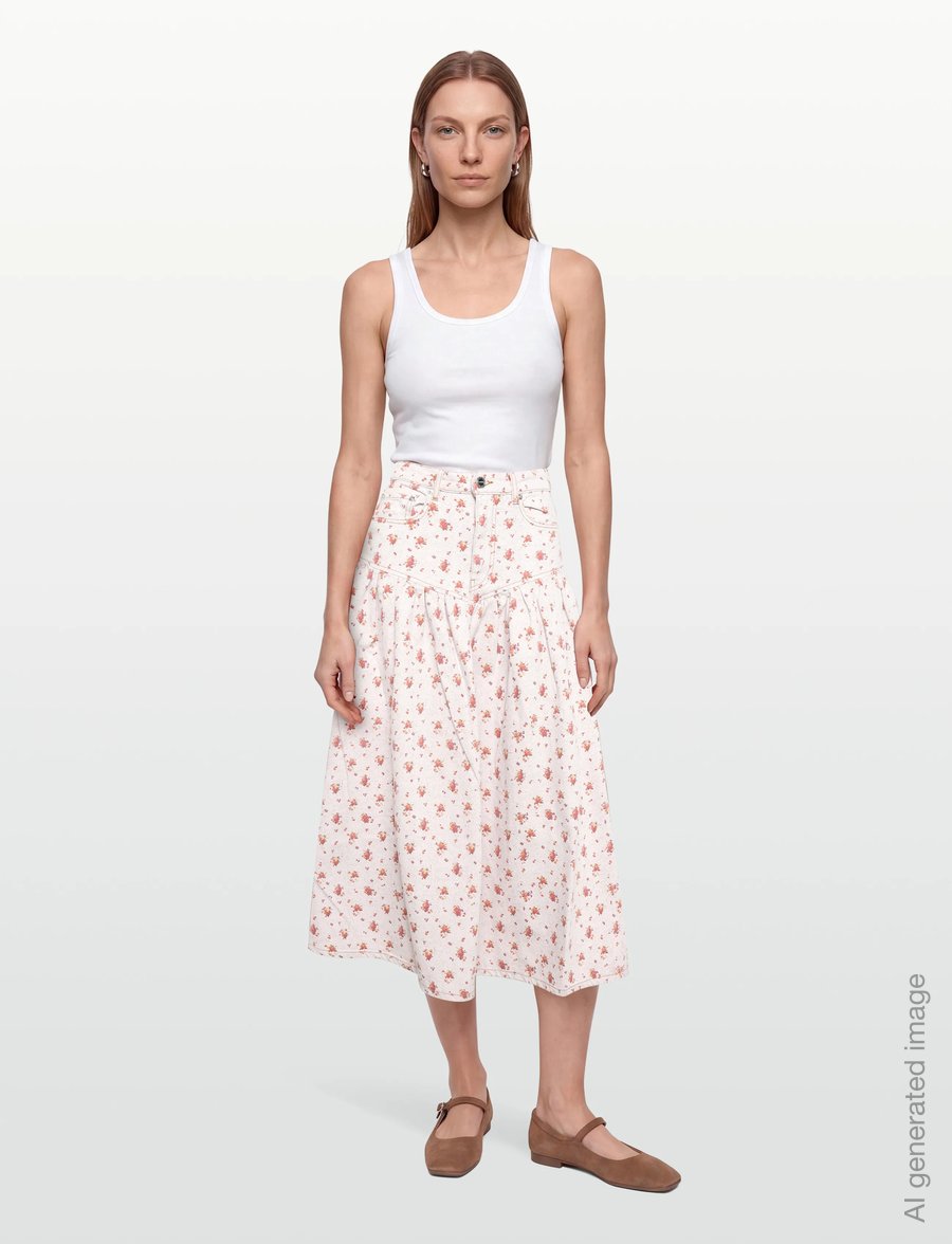 Ganni - Skirt In Printed Denim - jeansröcke - multicolored - 0