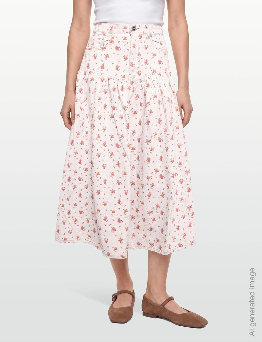Ganni - Skirt In Printed Denim - jeansröcke - multicolored - 3