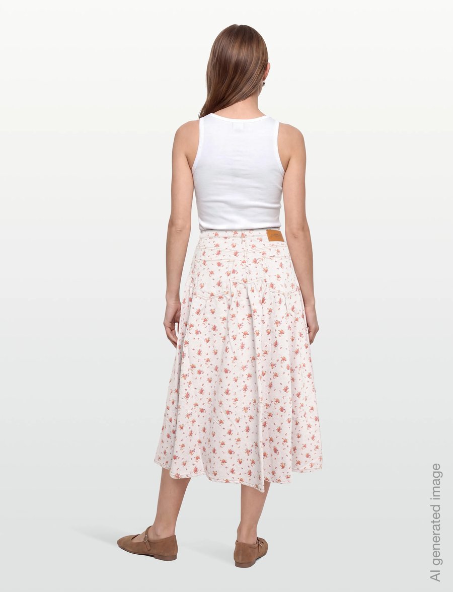 Ganni - Skirt In Printed Denim - jeansröcke - multicolored - 4