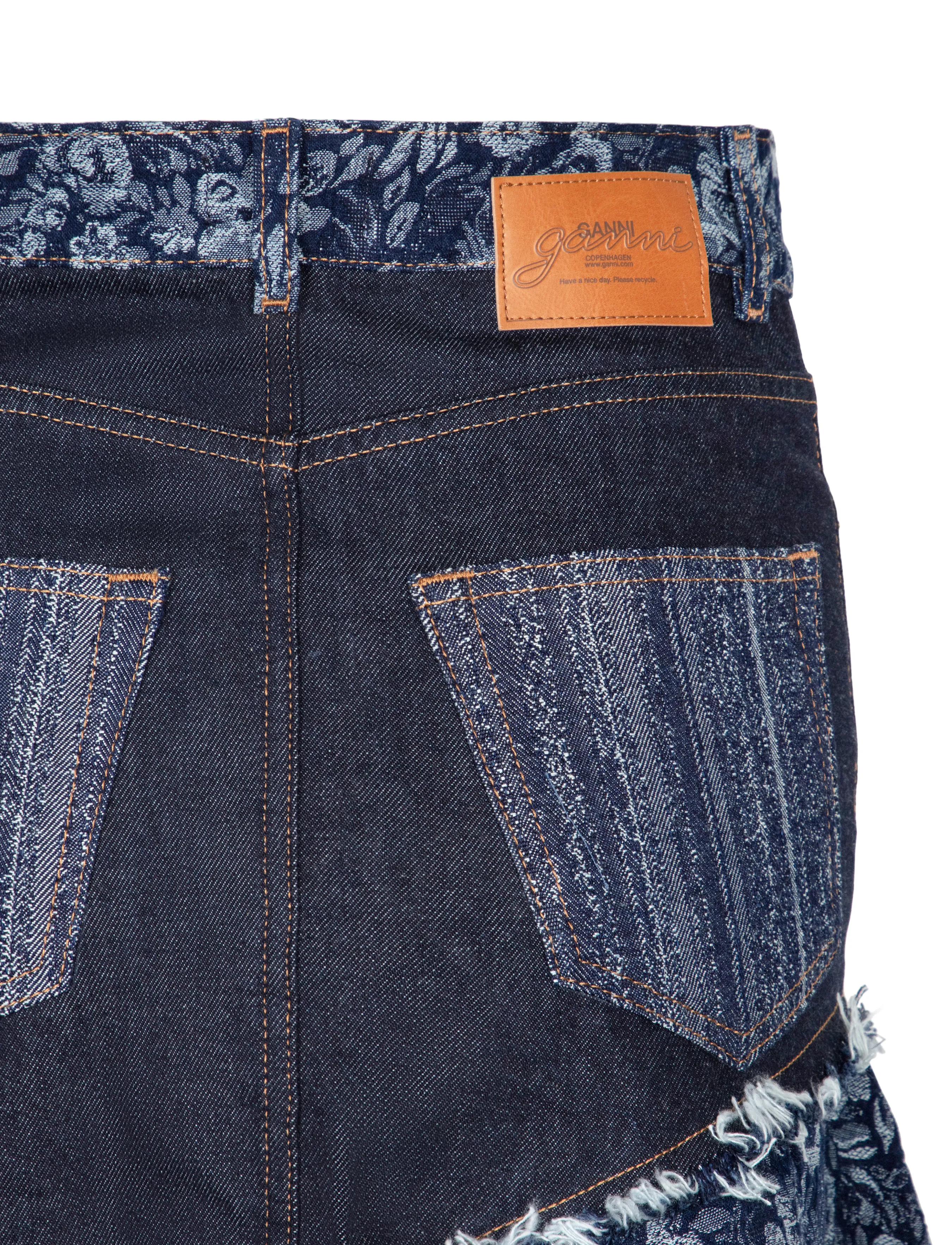 Ganni - Patchwork Denim Long Skirt - jeansröcke - blue - 2