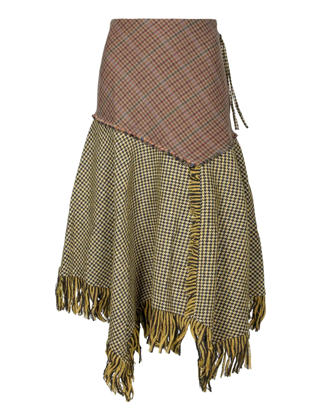 Ganni Woollen Check Patchwork Long Skirt - Kleidung - MULTICOLORED / multi