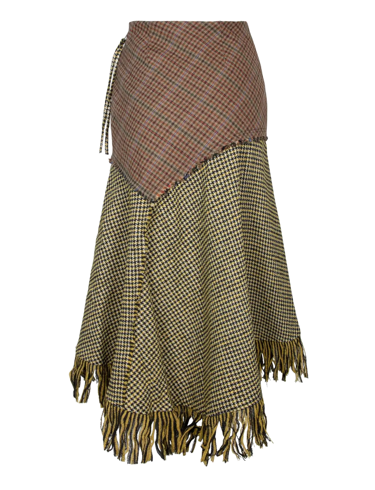 Ganni - Woollen Check Patchwork Long Skirt - maxi röcke - multicolored - 1