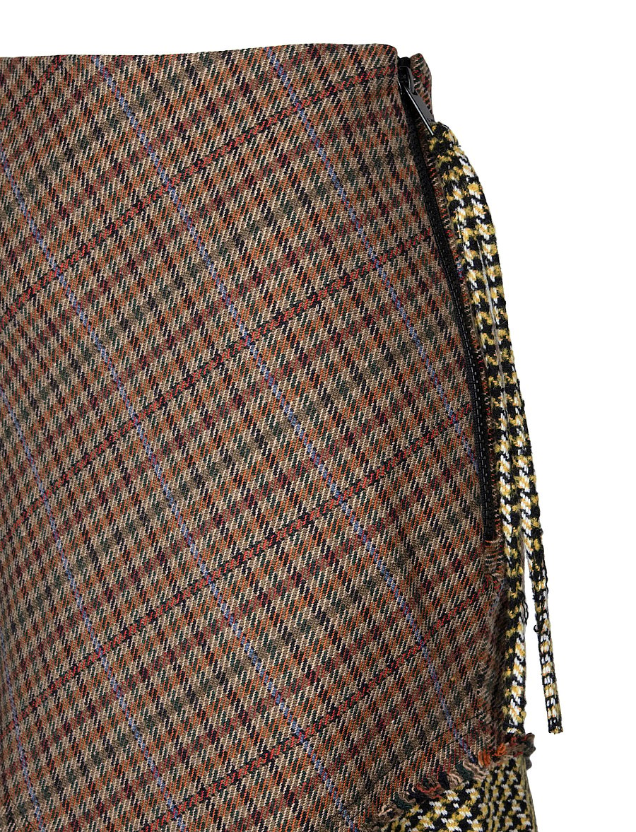 Ganni - Woollen Check Patchwork Long Skirt - maxi röcke - multicolored - 2