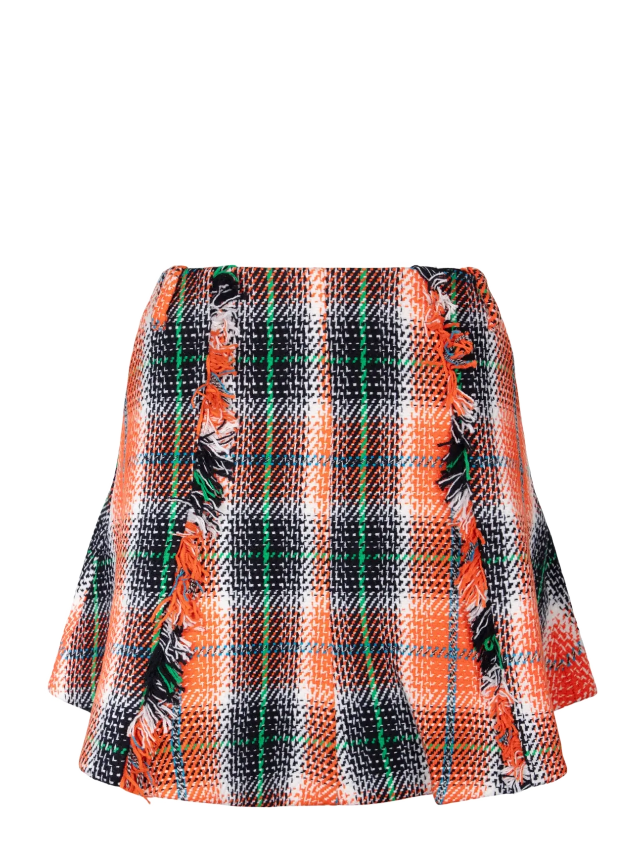 Ganni Graphic Wool Check Drapy Skirt - Kleidung - MULTICOLORED / multi