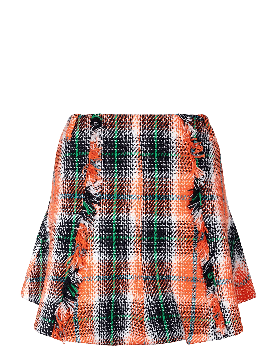 Ganni - Graphic Wool Check Drapy Skirt - kurze röcke - multicolored - 0