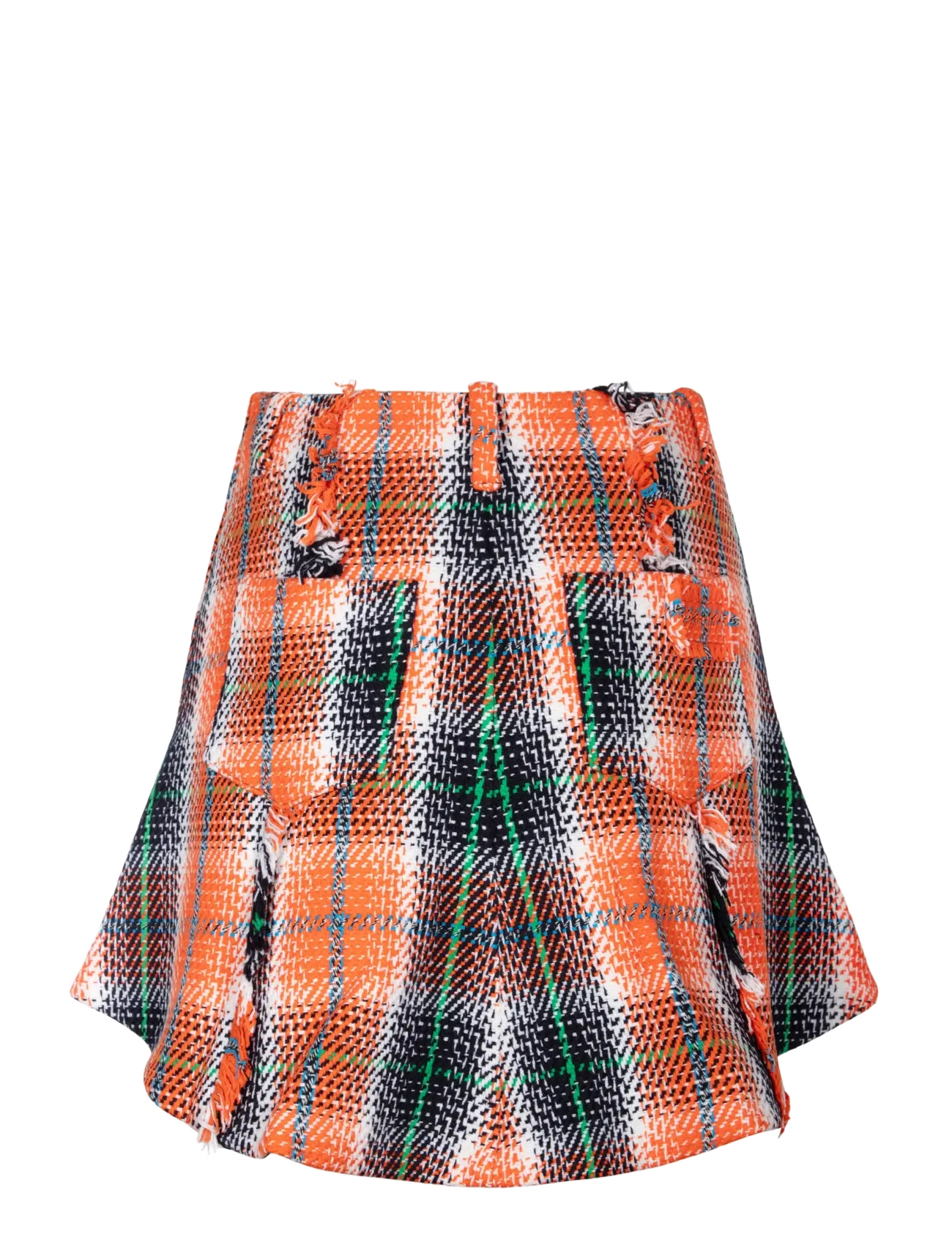 Ganni - Graphic Wool Check Drapy Skirt - kurze röcke - multicolored - 1