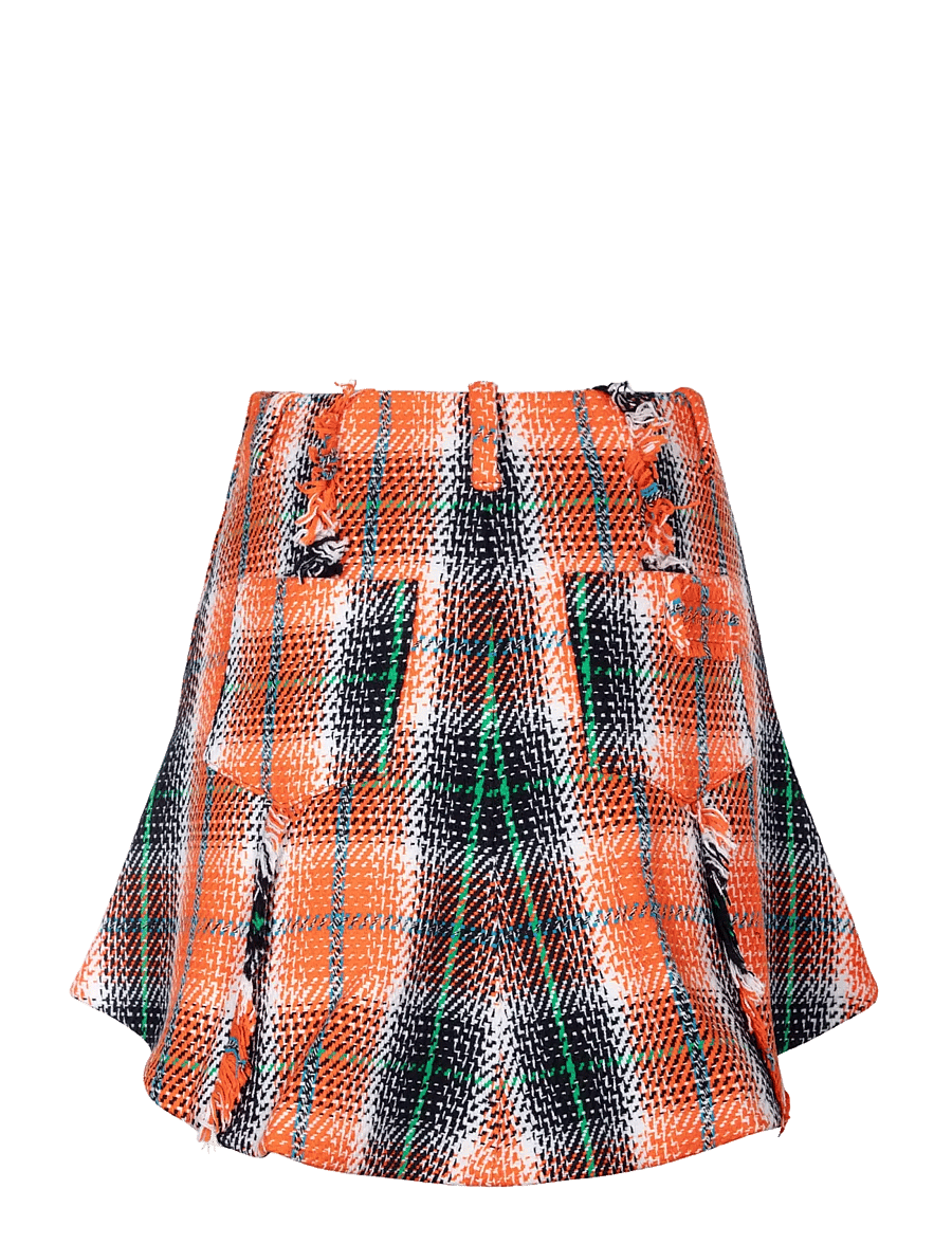 Ganni - Graphic Wool Check Drapy Skirt - kurze röcke - multicolored - 1