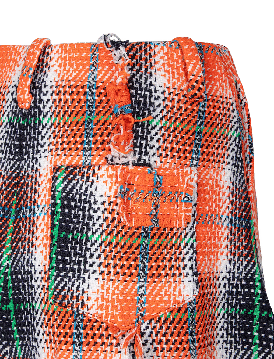 Ganni - Graphic Wool Check Drapy Skirt - kurze röcke - multicolored - 2