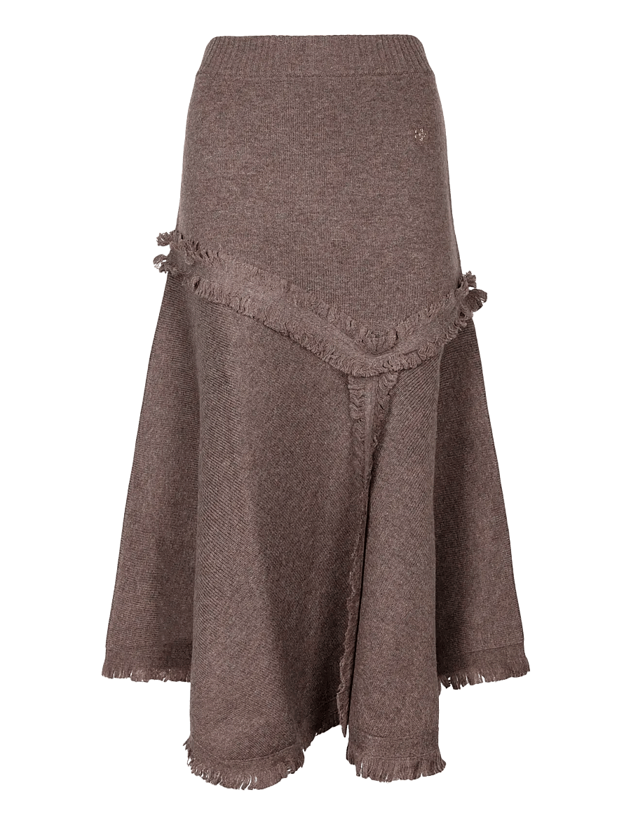 Ganni - Double Knit Long Skirt - strickröcke - beige - 0