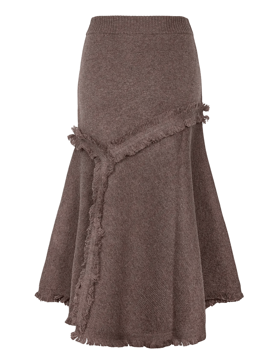 Ganni - Double Knit Long Skirt - strickröcke - beige - 1