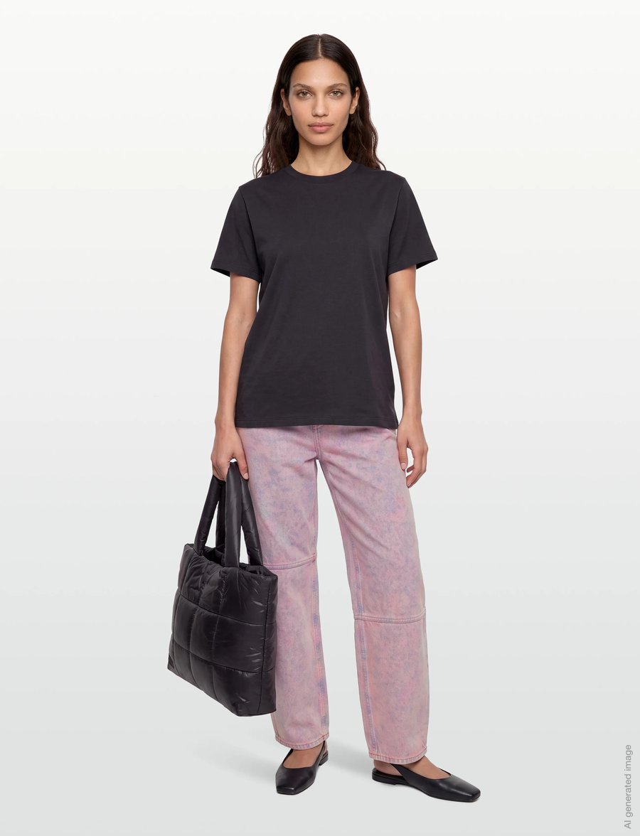 Ganni - Overdyed Heavy Denim Stary - vida jeans - pink - 0