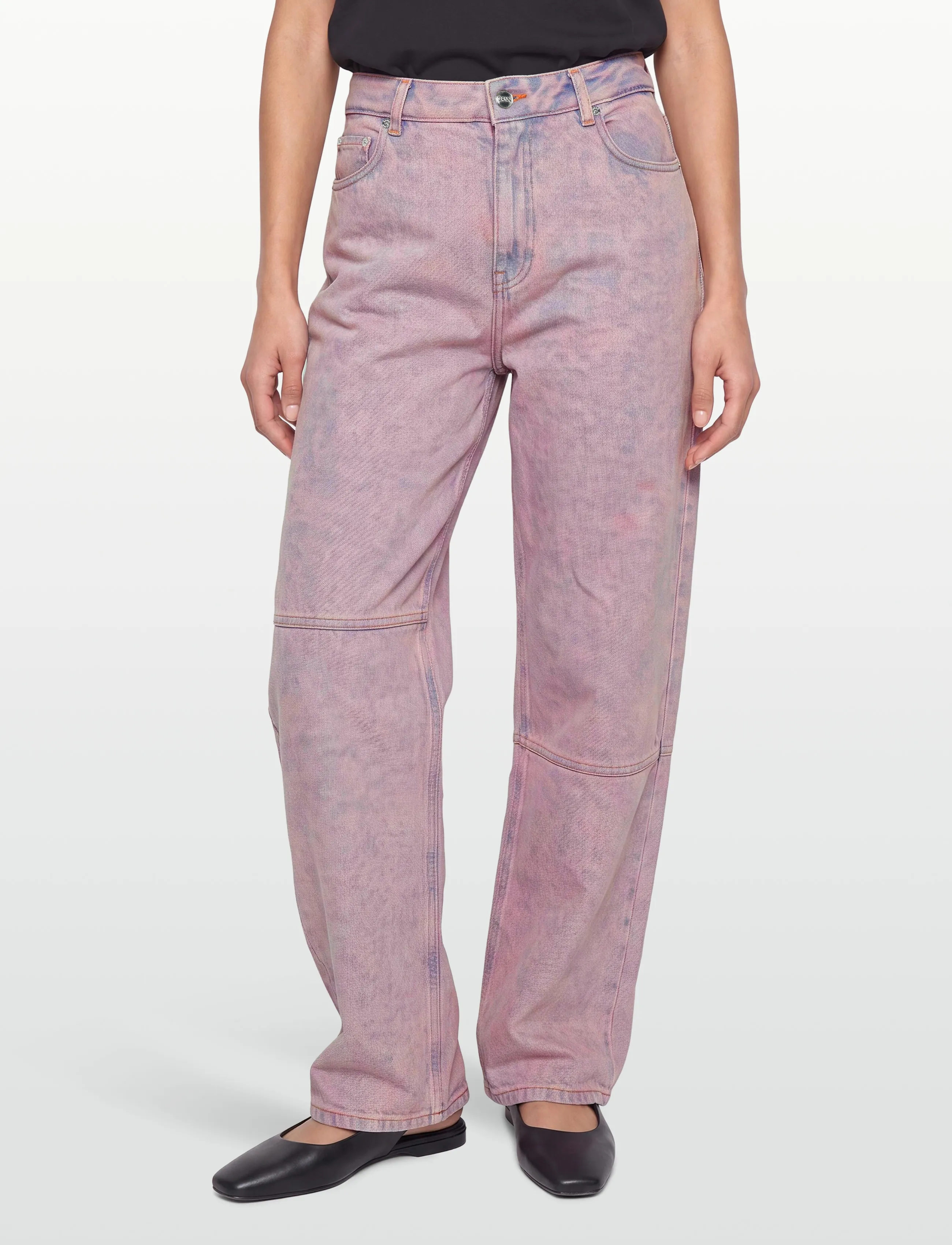 Ganni - Overdyed Heavy Denim Stary - vida jeans - pink - 3